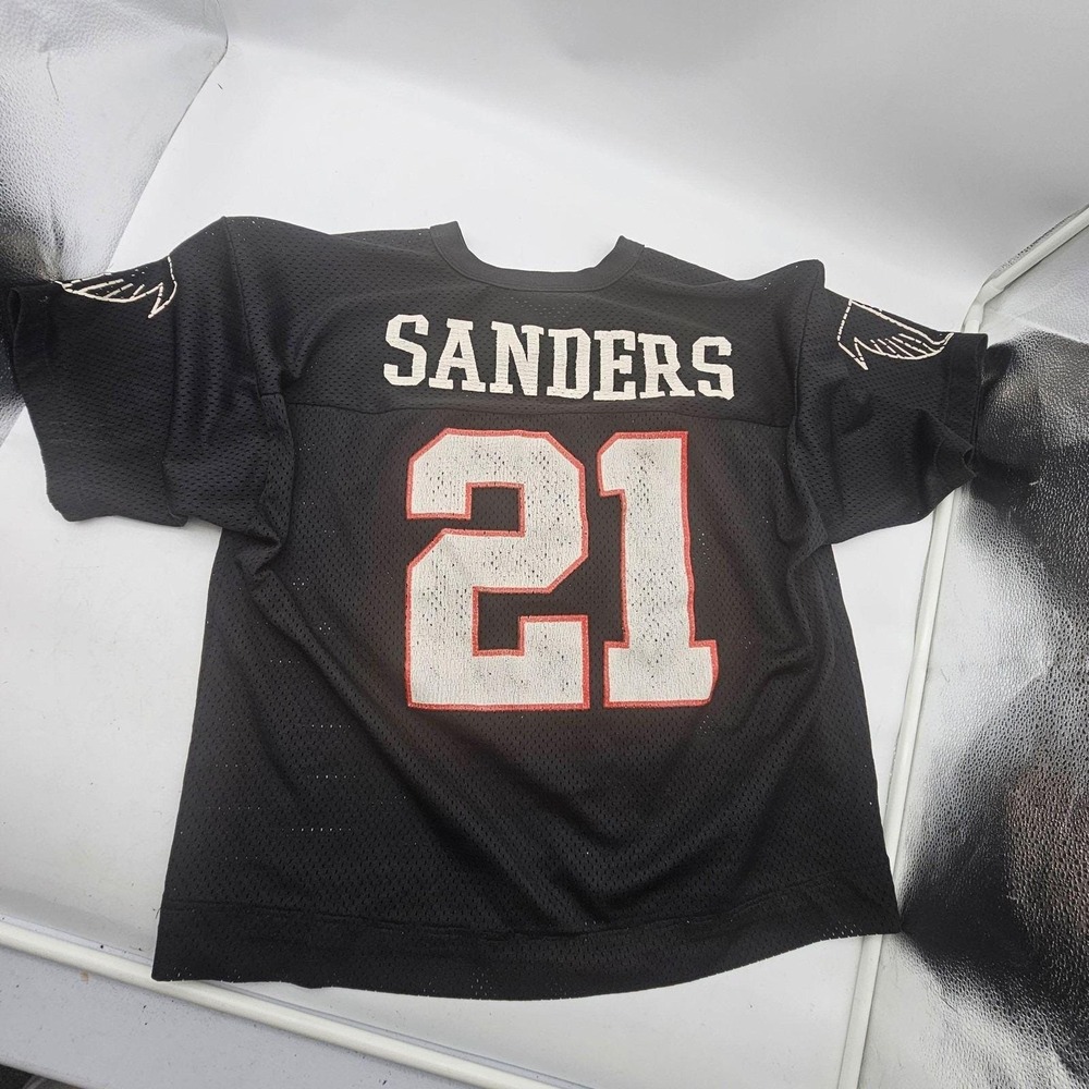 Vtg Atlanta Falcons Jersey Mens Large Black NFL Football Deion Sanders 21 Logo 7
